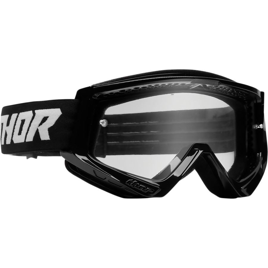 Thor 2024 Youth Combat Racer Black White Motocross Goggles